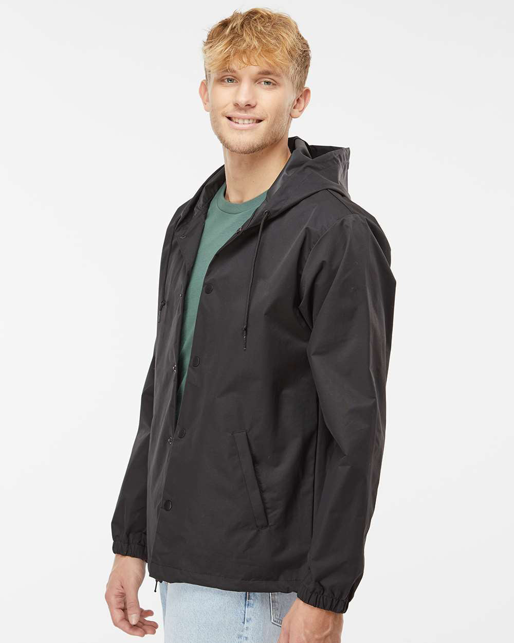 Water Resistant Hooded Windbreaker Coaches Jacket - Independent Trading Company