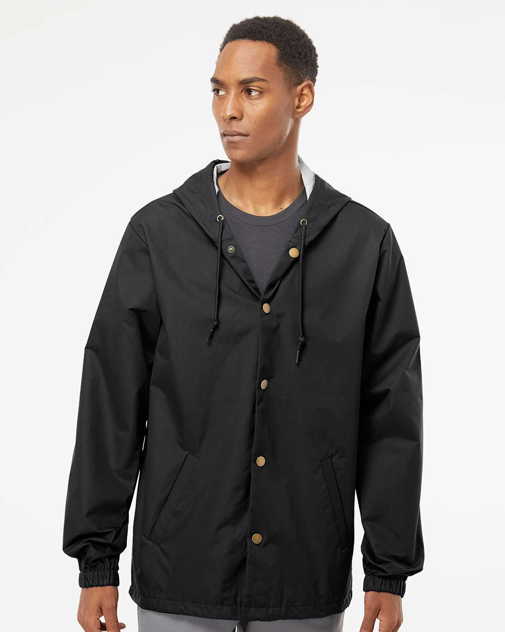 Water Resistant Hooded Windbreaker Coaches Jacket - Independent Trading Company