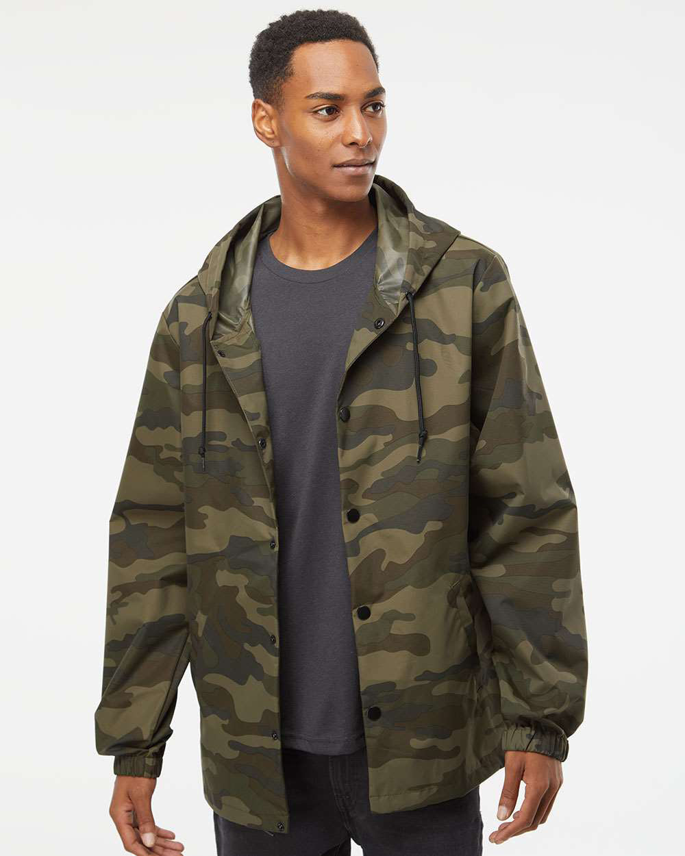 Water Resistant Hooded Windbreaker Coaches Jacket - Independent Trading Company