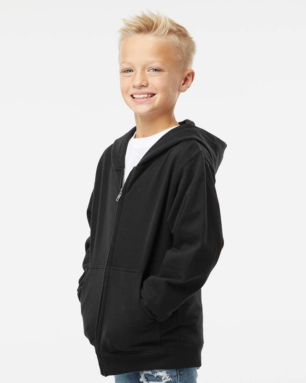8.5oz. Youth Midweight Zip Hood - Independent Trading Company