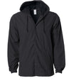 Water Resistant Hooded Windbreaker Coaches Jacket in color Black/Black