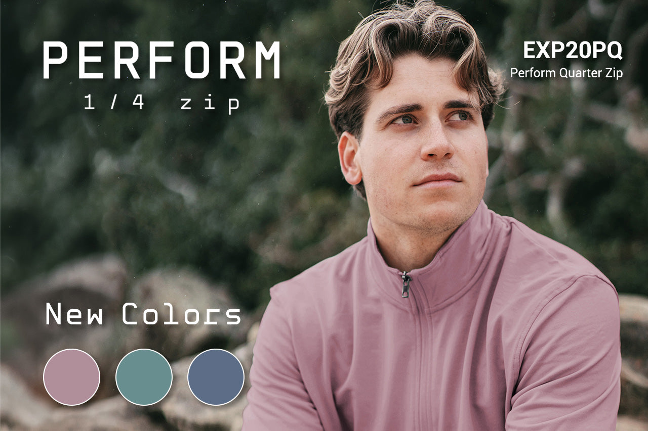EXP20PQ Men's Perform Quarter Zip | New Storm Blue, Agave & Orchid