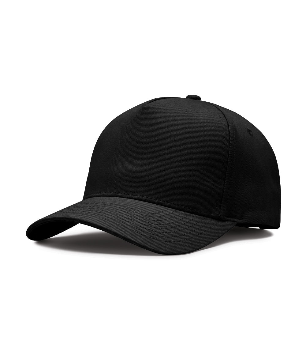 Black Five Panel Twill Snapback Hat