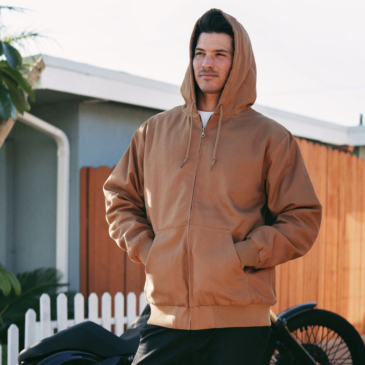 Men's blank 100% Cotton Canvas jackets in color Saddle
