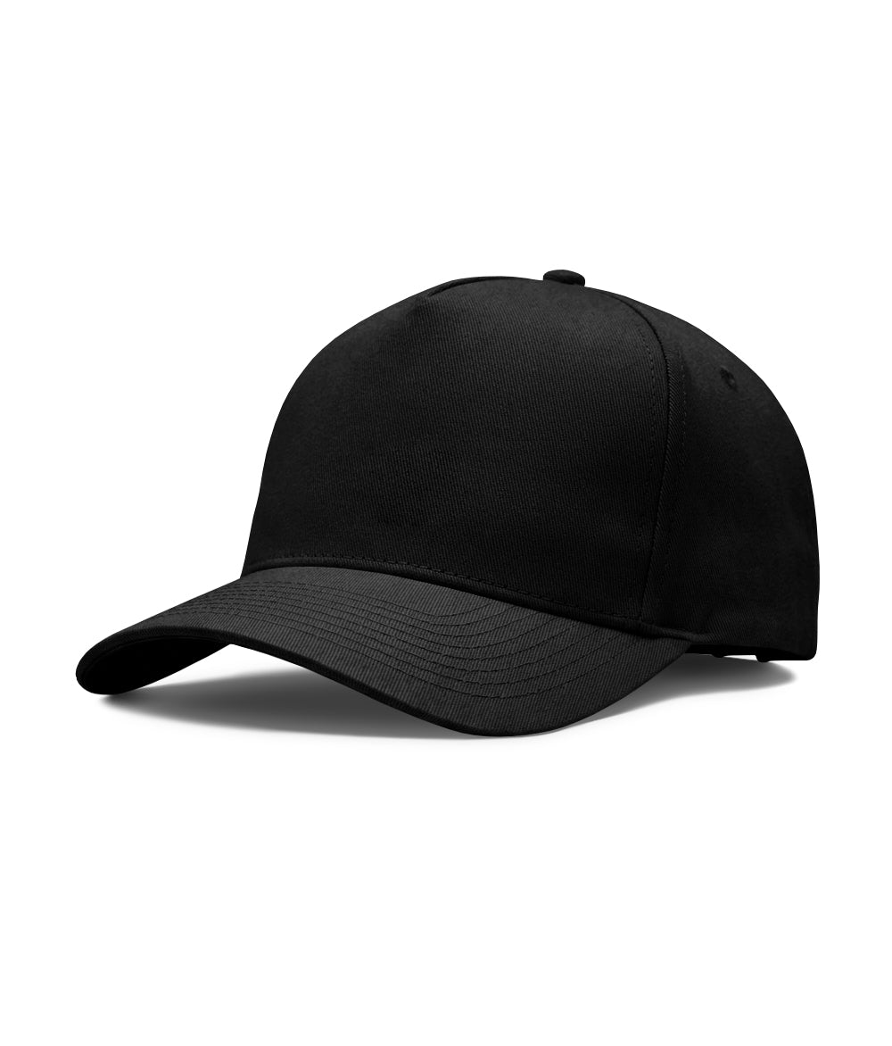 Black Five Panel Twill Snapback Hat