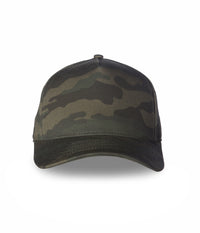 Independent Trading Co. Five-Panel Classic Twill Snapback Hat in color Forest Camo