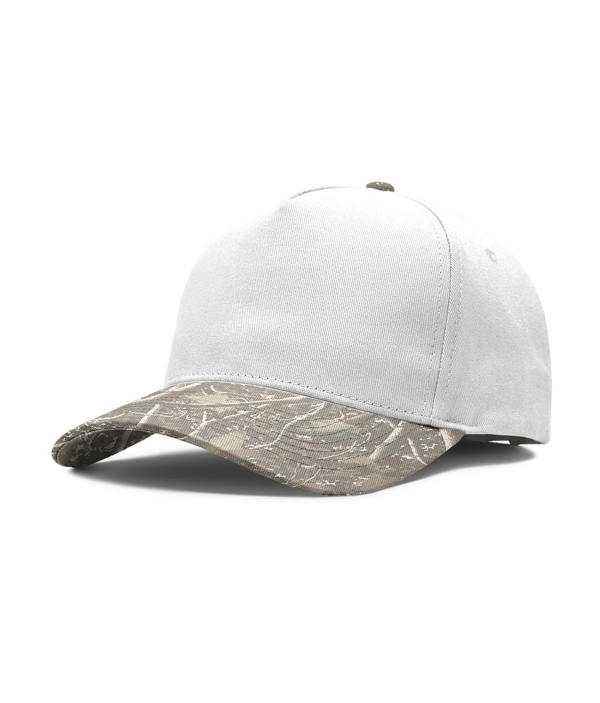 White/Deadwood Tree Camo Five Panel Twill Snapback Hat