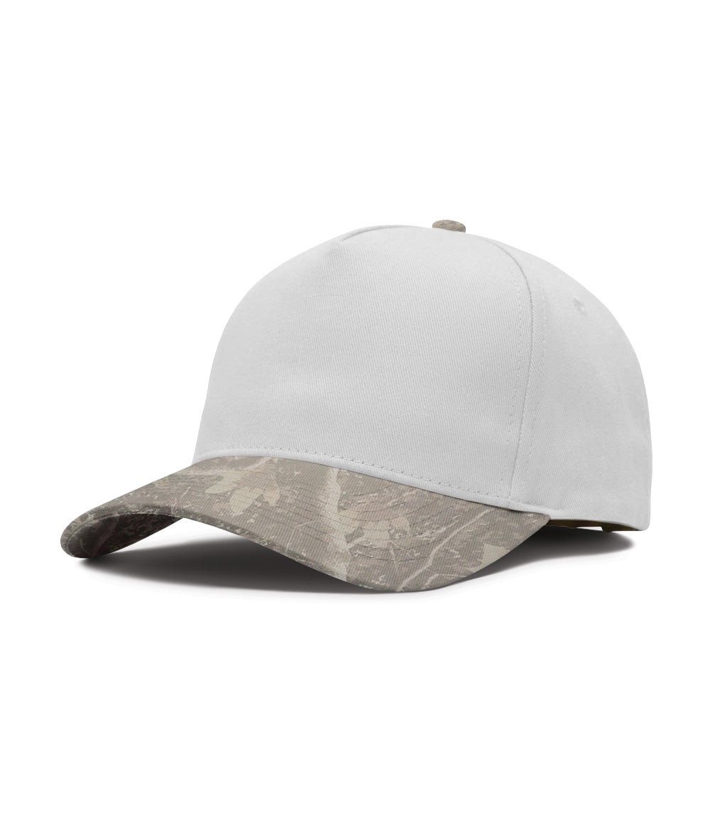 White/Deadwood Tree Camo Five Panel Twill Snapback Hat