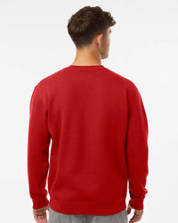 Man wearing a Red color 10oz. Heavyweight Crew - Independent Trading Company