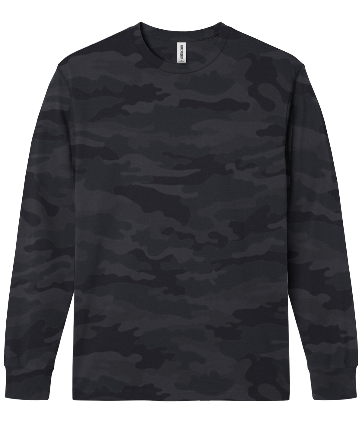 Black Camo PRM180LST Premium 180gsm Long Sleeve T-Shirt by Independent Trading Co.