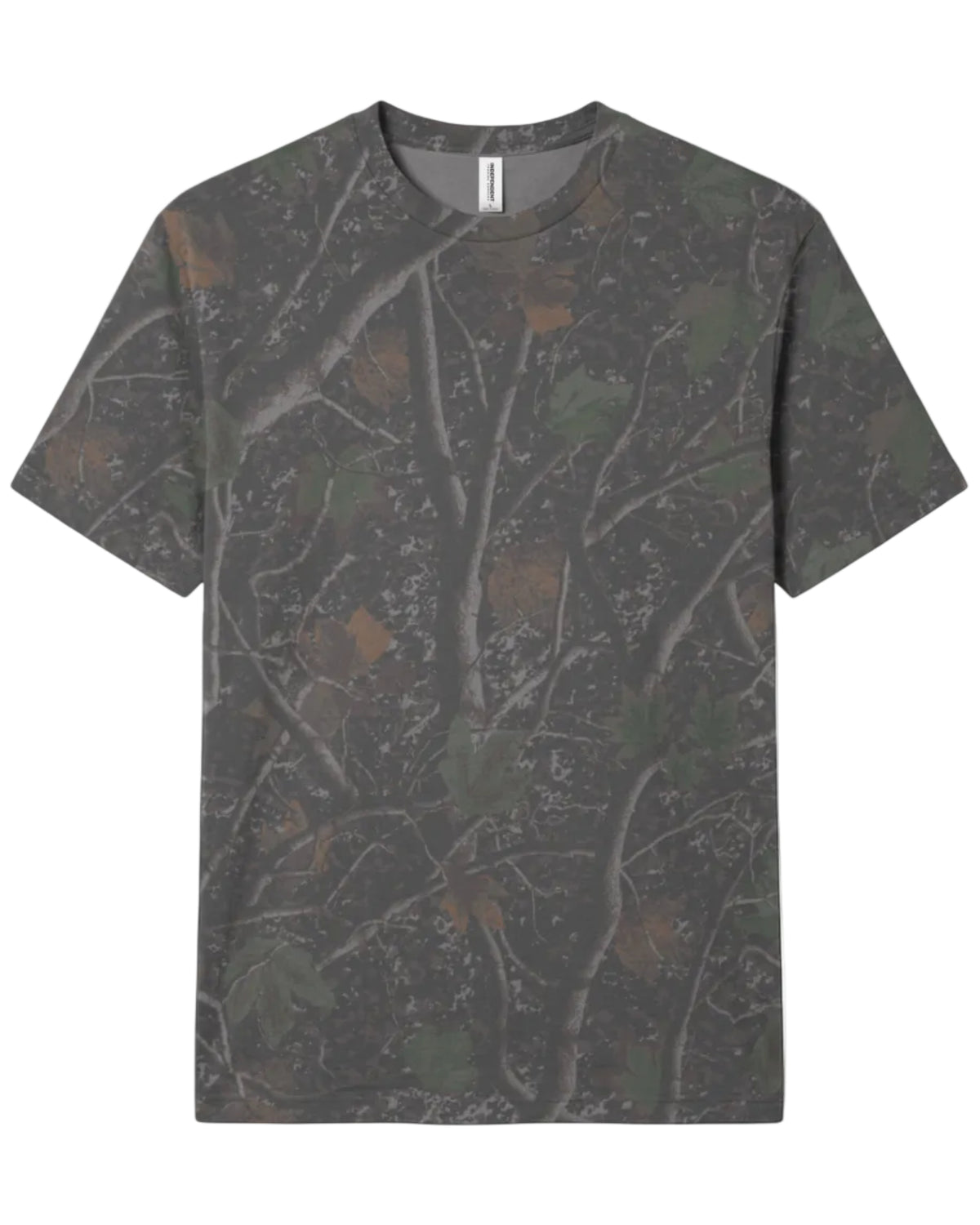 Darkwood Tree Camo PRM180PT premium blank short sleeve t-shirt by Independent Trading Co., front view