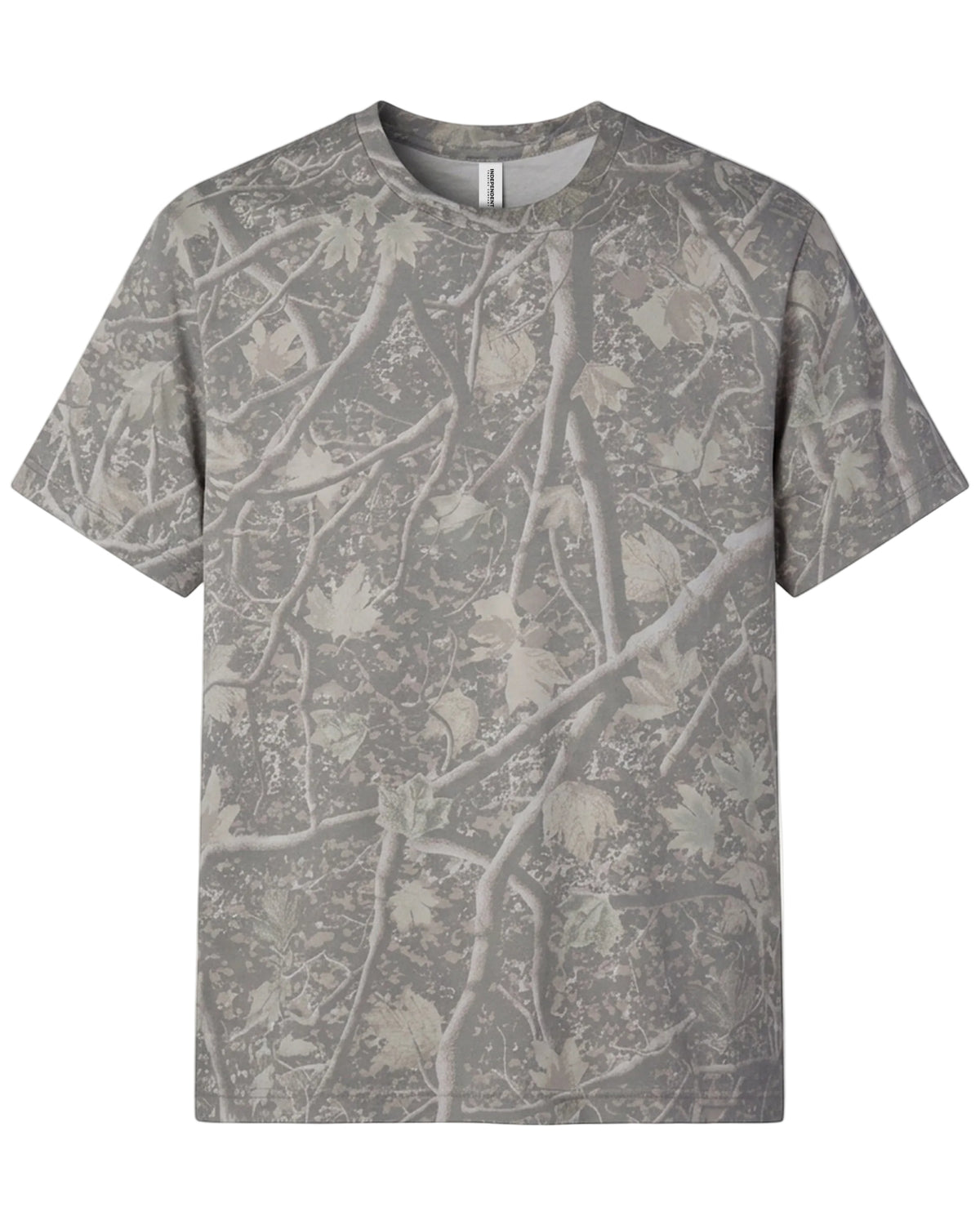 Deadwood Tree Camo PRM180PT premium blank short sleeve t-shirt by Independent Trading Co., front view