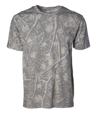 Deadwood Tree Camo patterned premium t-shirt on a white background