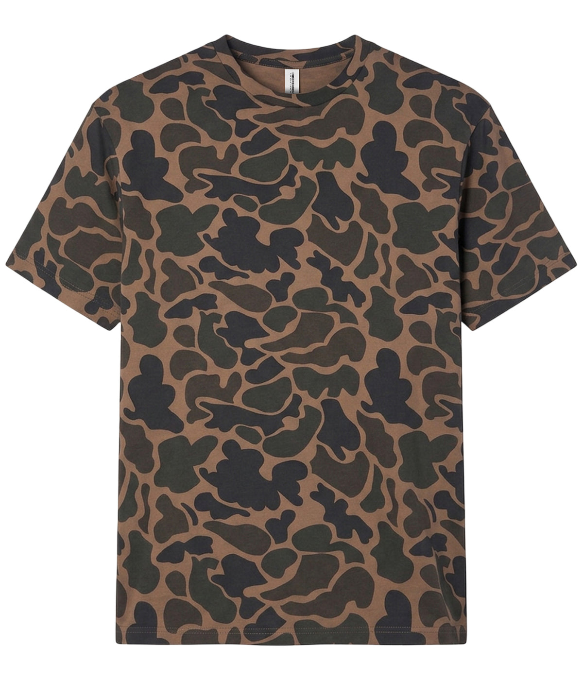 Duck Camo PRM180PT premium blank short sleeve t-shirt by Independent Trading Co., front view