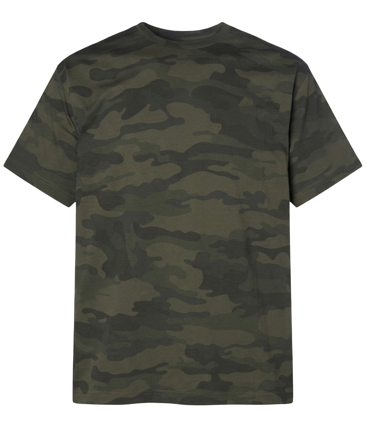 Forest Camo PRM180PT premium blank short sleeve t-shirt by Independent Trading Co., front view