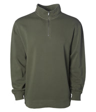 pigment dye quarter zip sweatshirt in color pigment army