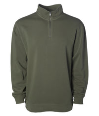 pigment dye quarter zip sweatshirt in color pigment army