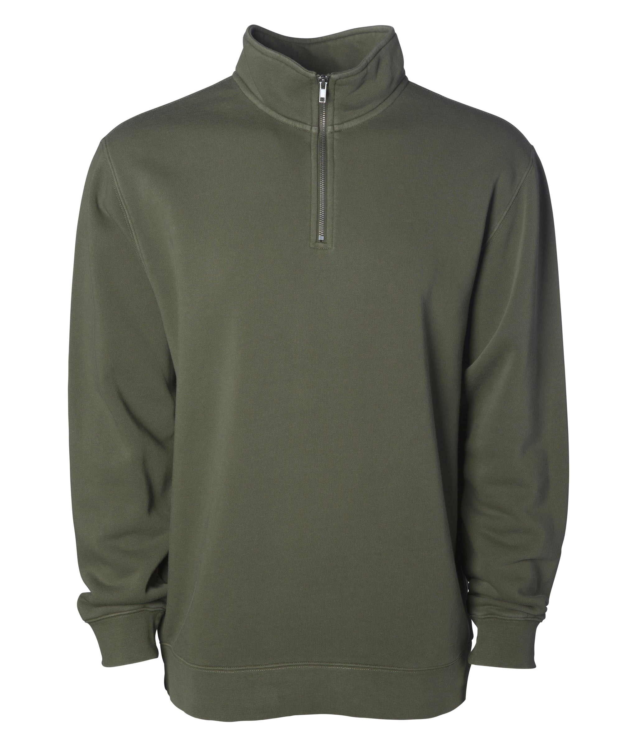 pigment dye quarter zip sweatshirt in color pigment army