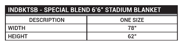 INDBKTSB Special Blend Stadium Blanket Sizing Chart