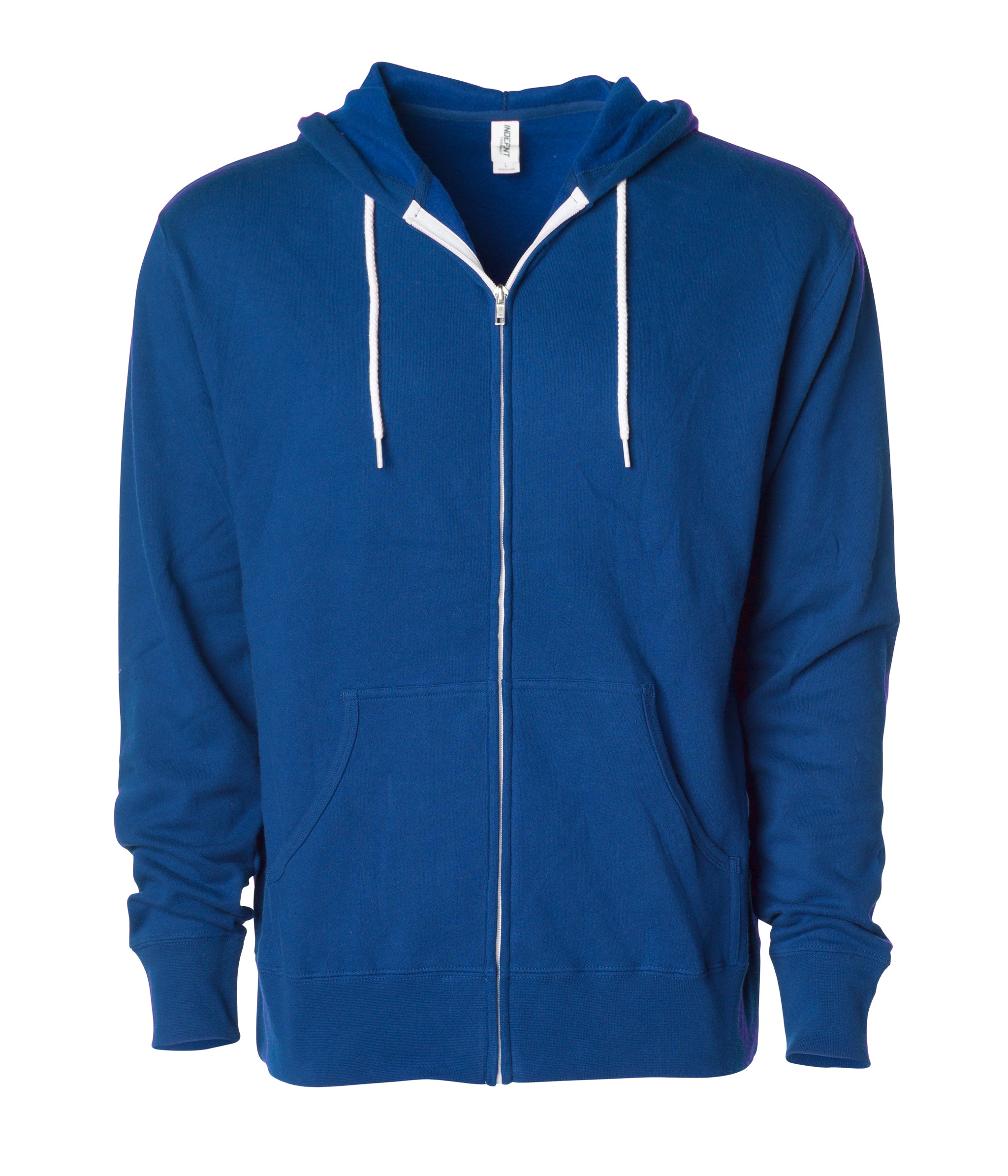 Independent Trading Company Unisex Lightweight Fitted Zip Hooded Sweatshirt, Cobalt / SM