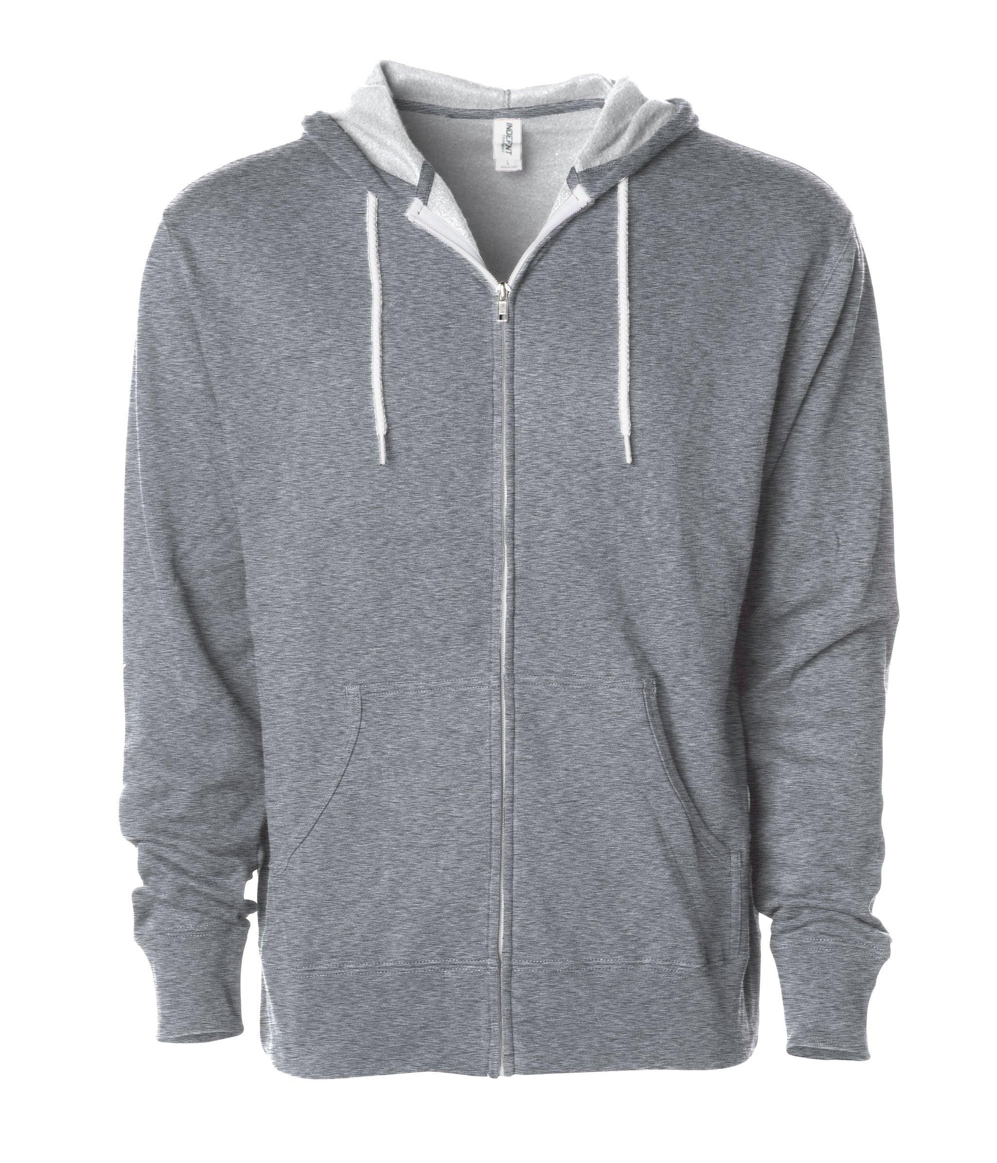 unisex Lightweight Fitted Zip Hooded Sweatshirt, Gunmetal Heather / LG