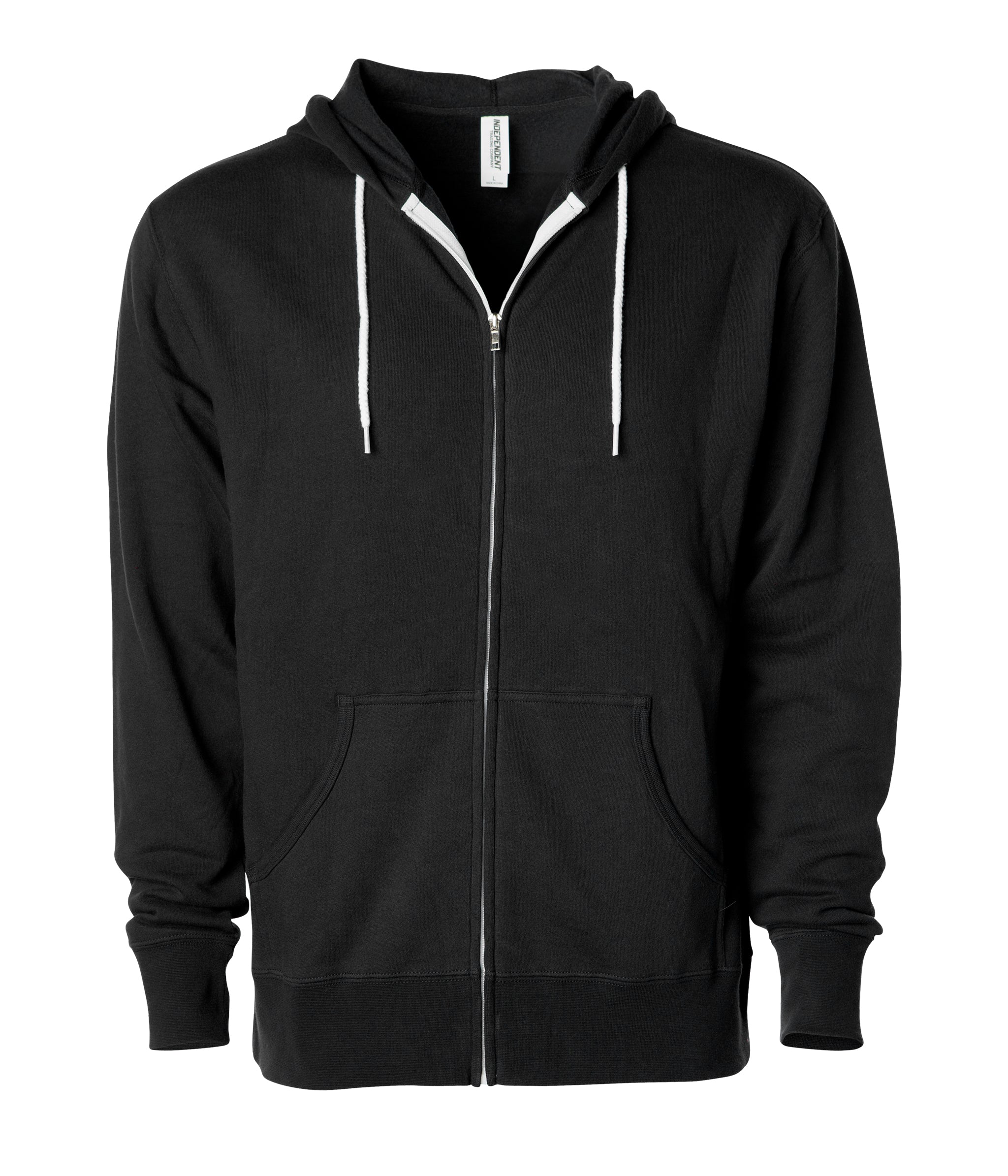 Unisex Lightweight Fitted Zip Hooded Sweatshirt, Black / SM