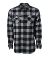 EXP50F - Men's Flannel Shirt in Grey Heather/Black