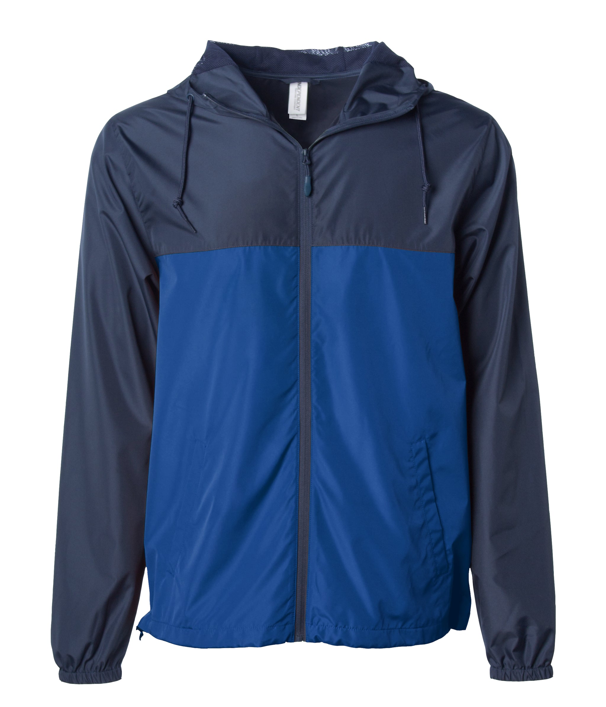 blue windbreaker jacket