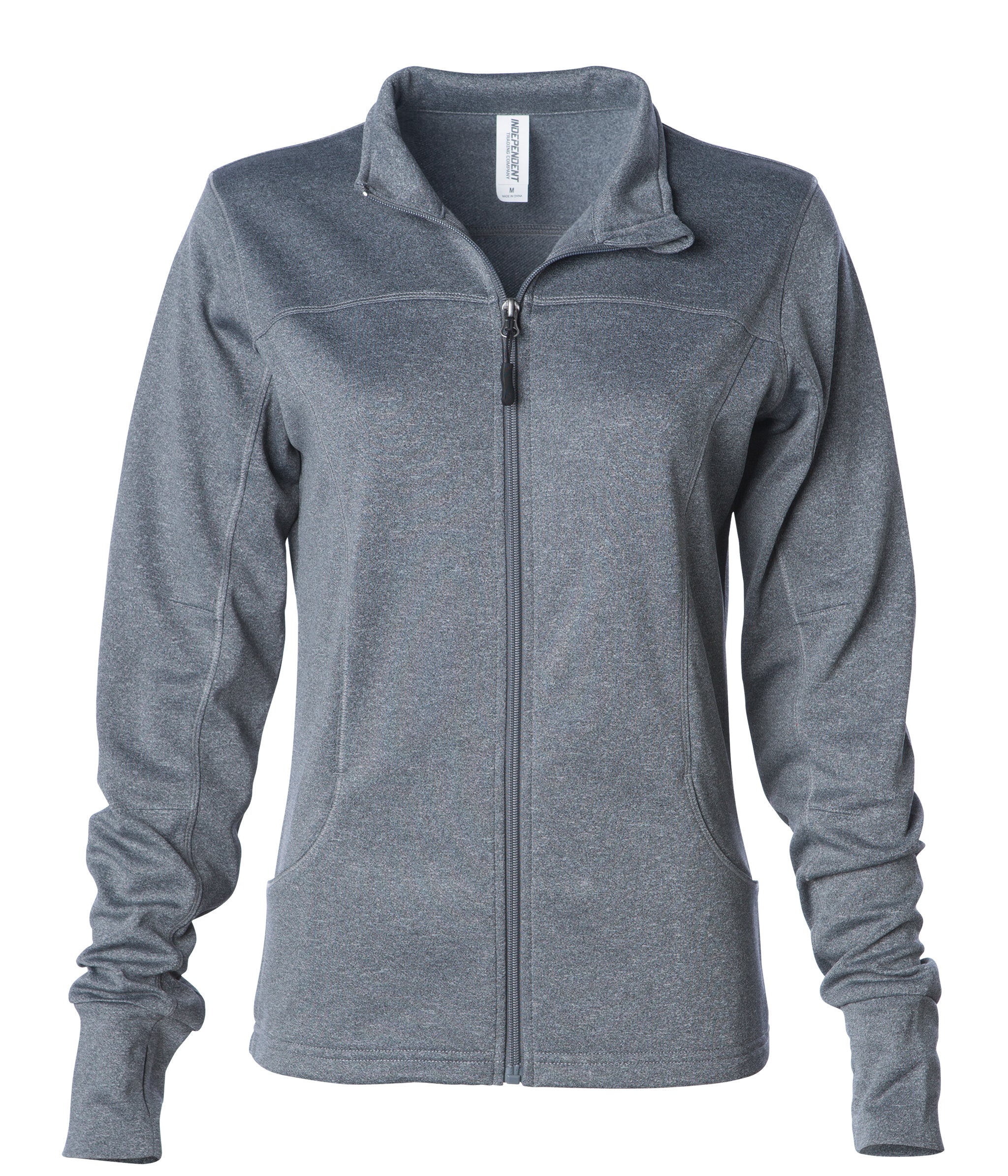 Independent Trading Co. EXP60PAZ Women's Poly-Tech Full-Zip Track Jacket, Gunmetal Heather