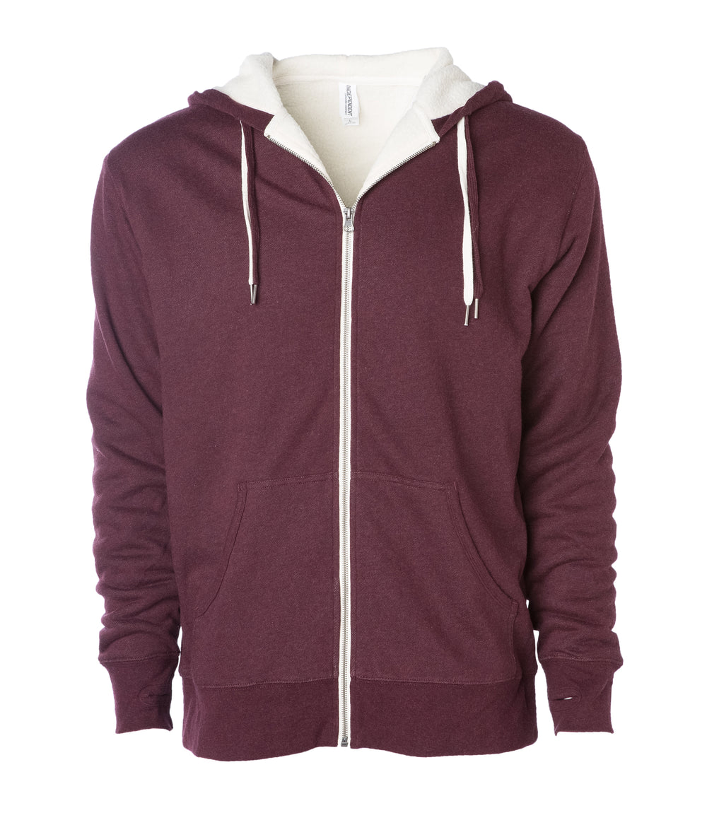Unisex Heavyweight Sherpa Lined Heather Zip Hood - Independent Trading ...