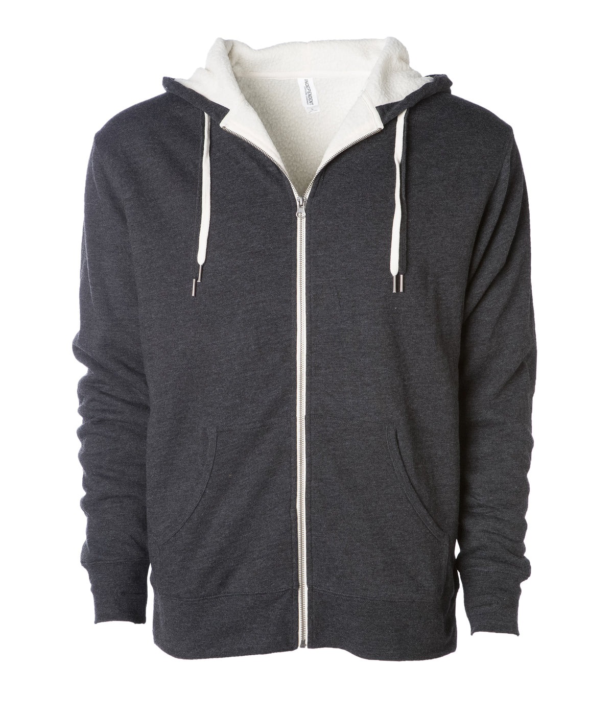 Sherpa-lined zip hoodie with thick pile lining