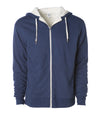 Unisex Heavyweight Sherpa Lined Heather Zip Hood in color Navy Heather