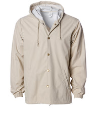 Water Resistant Hooded Windbreaker Coaches Jacket in color Classic Khaki