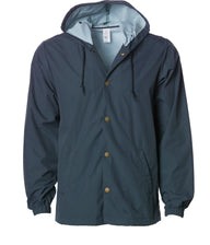 Water Resistant Hooded Windbreaker Coaches Jacket in color Classic Navy