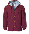 Water Resistant Hooded Windbreaker Coaches Jacket in color Cardinal