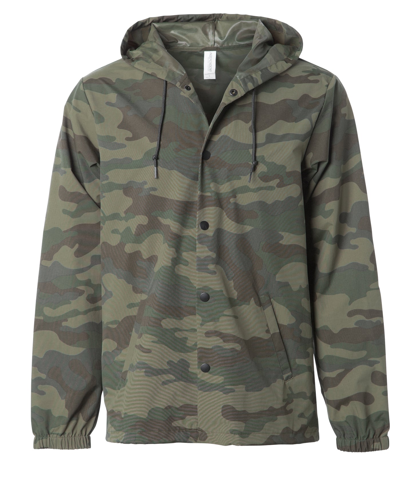Water Resistant Hooded Windbreaker Coaches Jacket in color Forest Camo