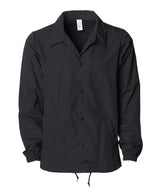 Water Resistant Windbreaker Coaches Jacket in color Black/Black