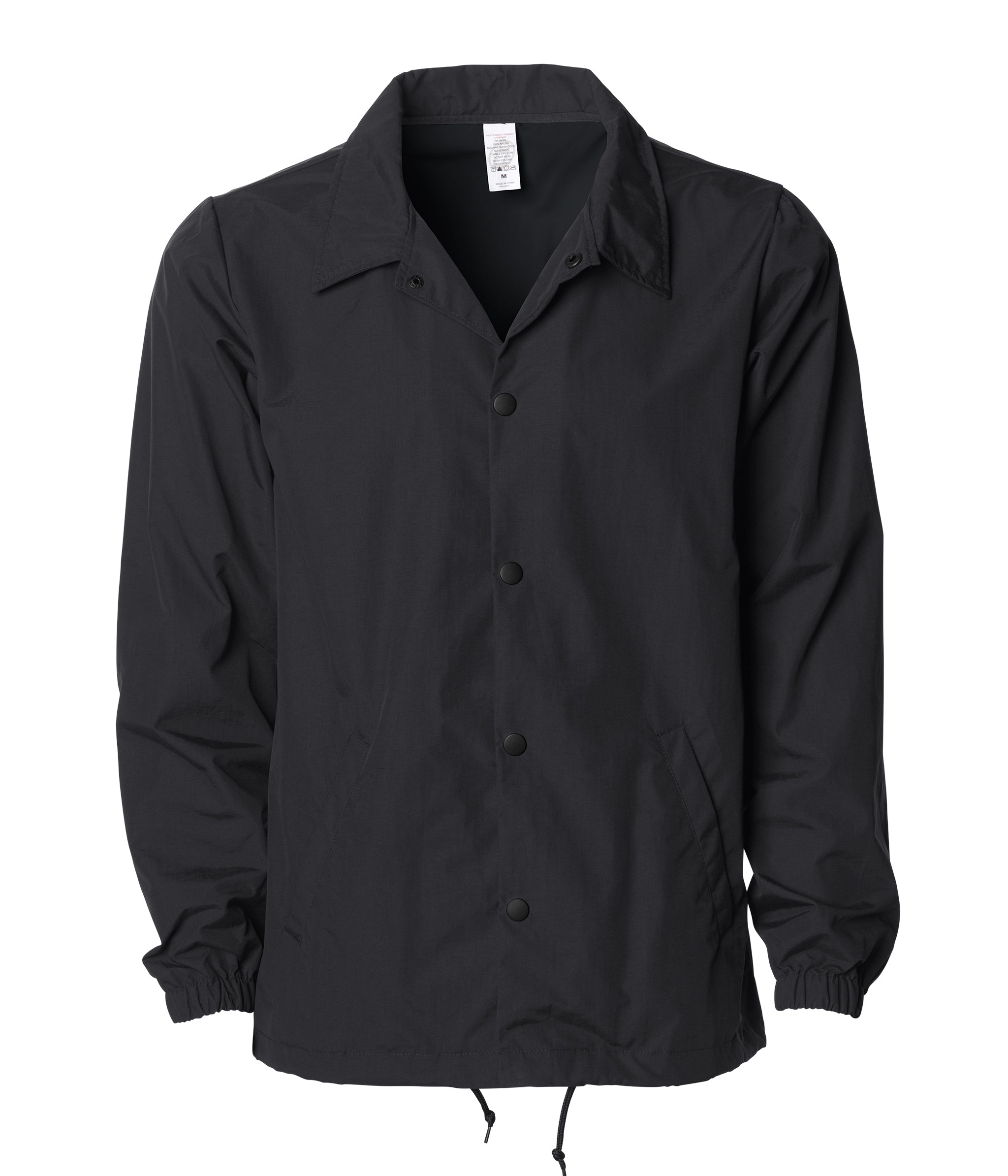 Water Resistant Windbreaker Coaches Jacket in color Black/Black