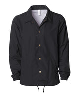 Water Resistant Windbreaker Coaches Jacket in color Black