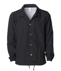 Water Resistant Windbreaker Coaches Jacket in color Black