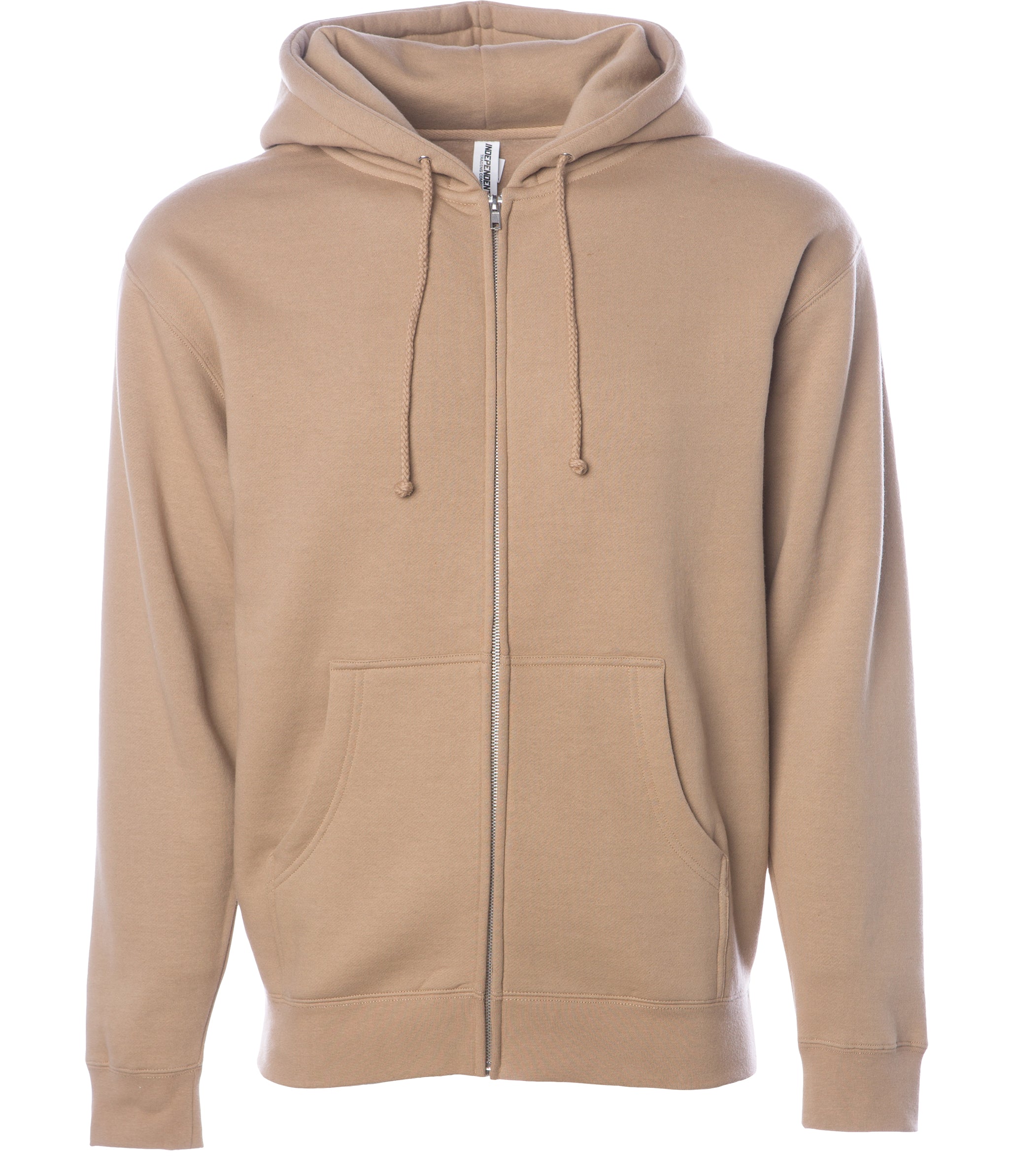 Independent Heavyweight Zip Hooded Sweatshirt, Sandstone / 2XL