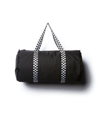 Day Tripper 29 Liter Duffle Bag made of durable polyester material with Nylon handles and removable shoulder strap in Black with Checker Strap