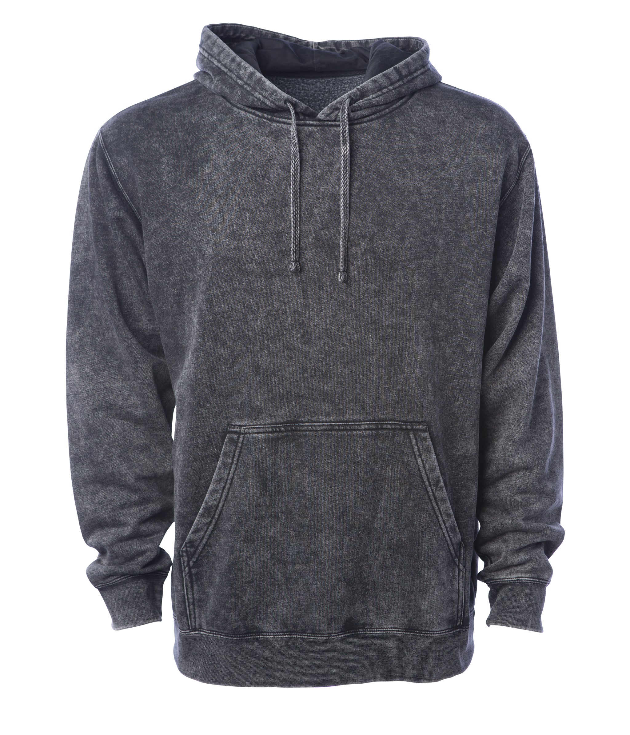 unisex Midweight Mineral Wash Hooded Pullover, Mineral Wash Black / LG