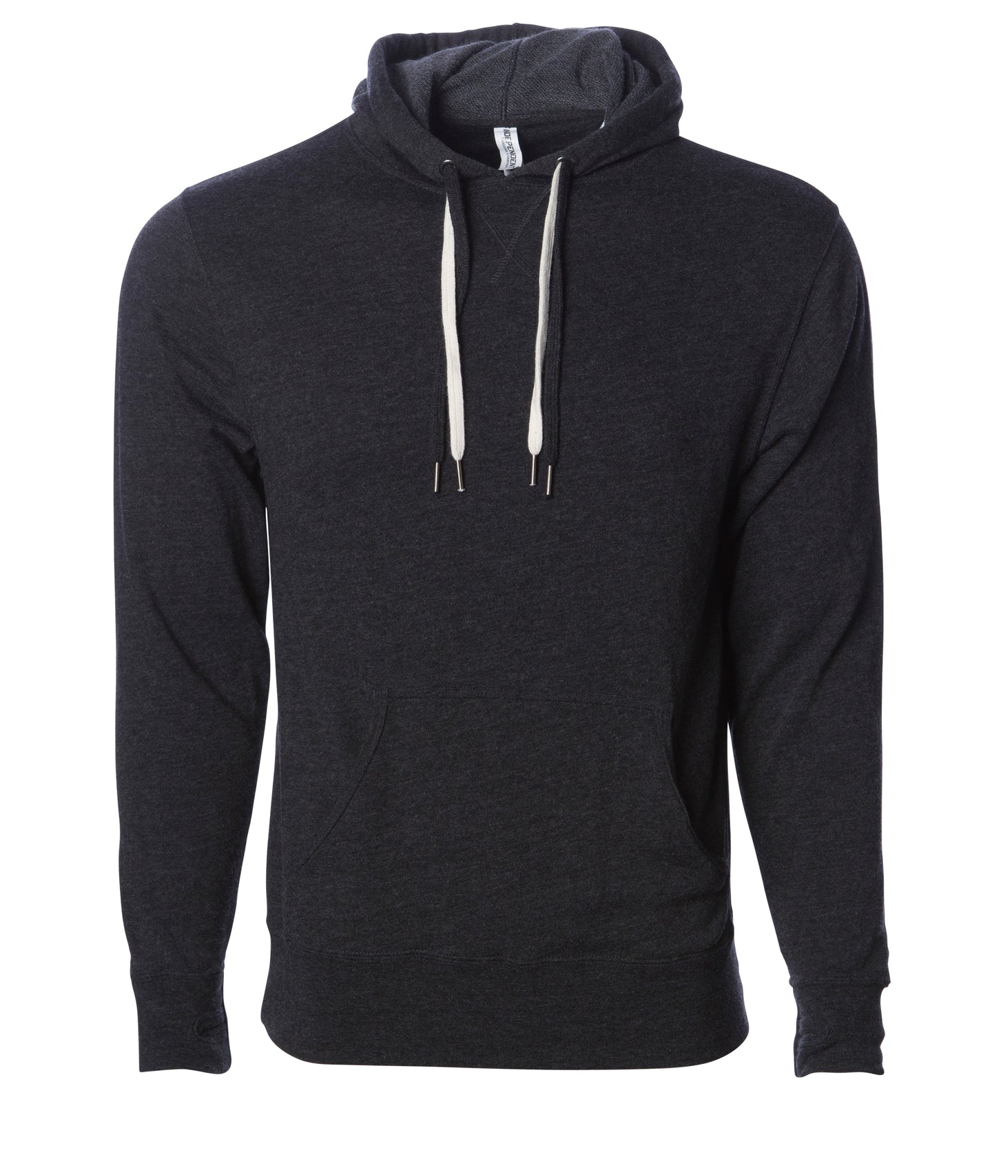Unisex Heather French Terry Hooded Pullover in color Charcoal Heather