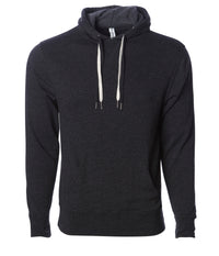 Unisex Heather French Terry Hooded Pullover in color Charcoal Heather