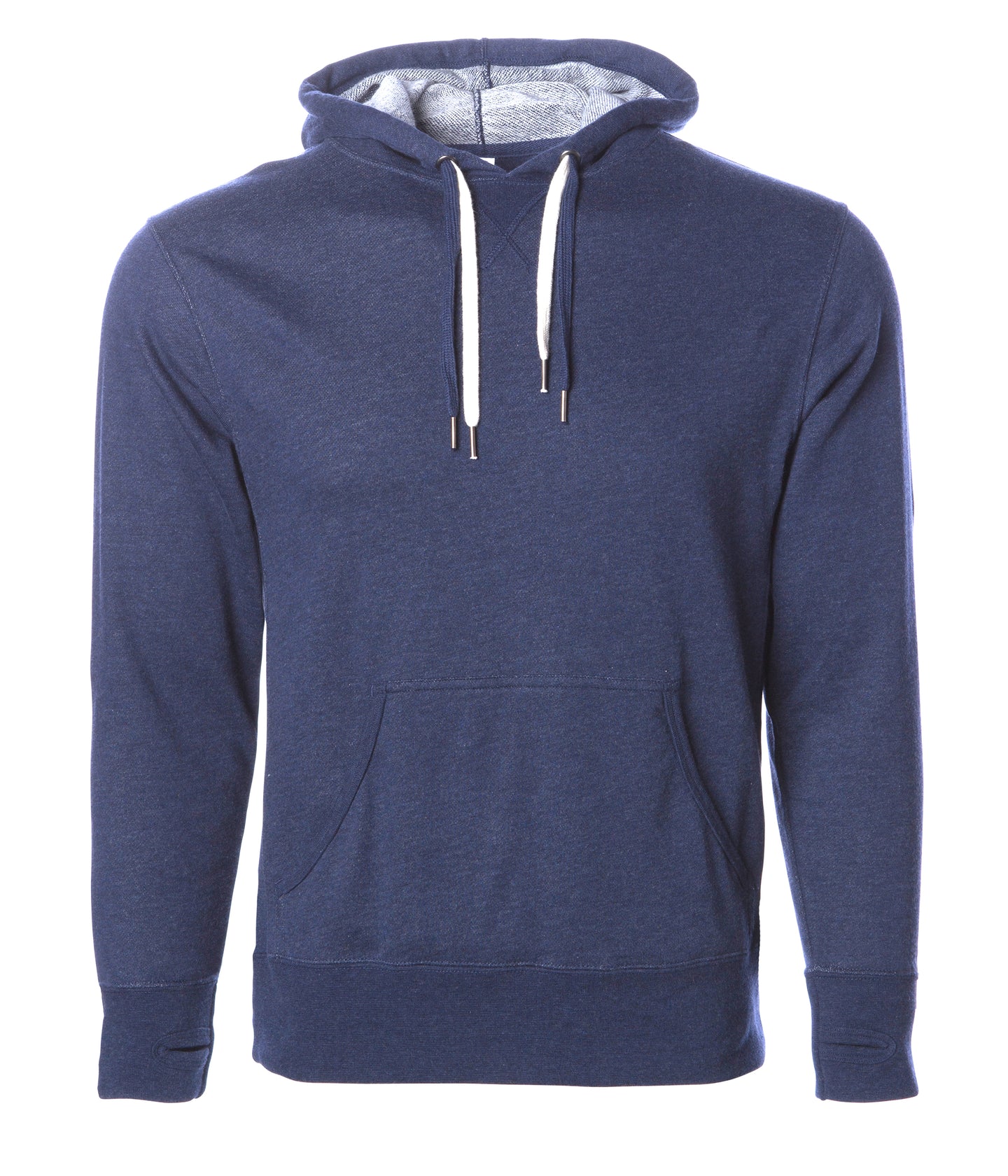 Unisex Heather French Terry Hooded Pullover in color Navy Heather