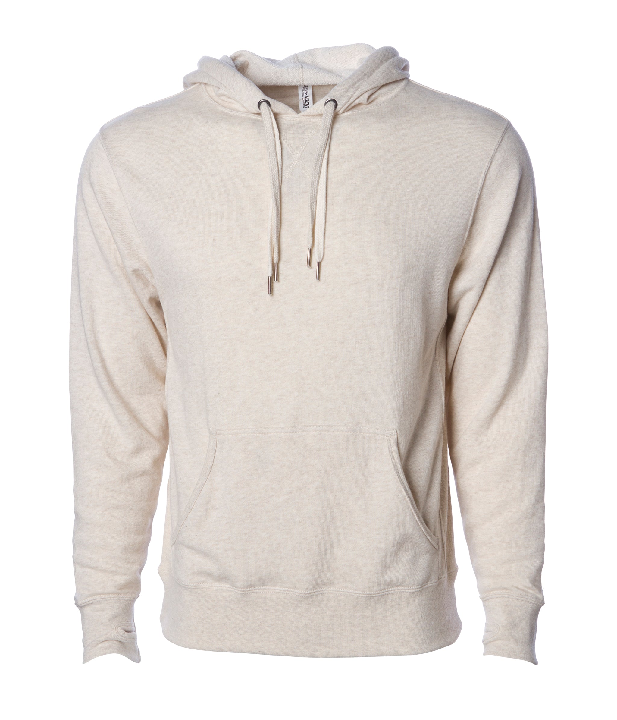 Unisex Heather French Terry Hooded Pullover in color Oatmeal Heather