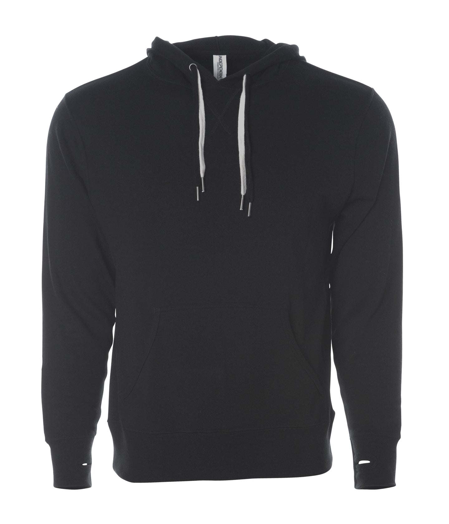Unisex Heather French Terry Hooded Pullover in color Black