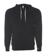 Unisex Heather French Terry Hooded Pullover in color Black