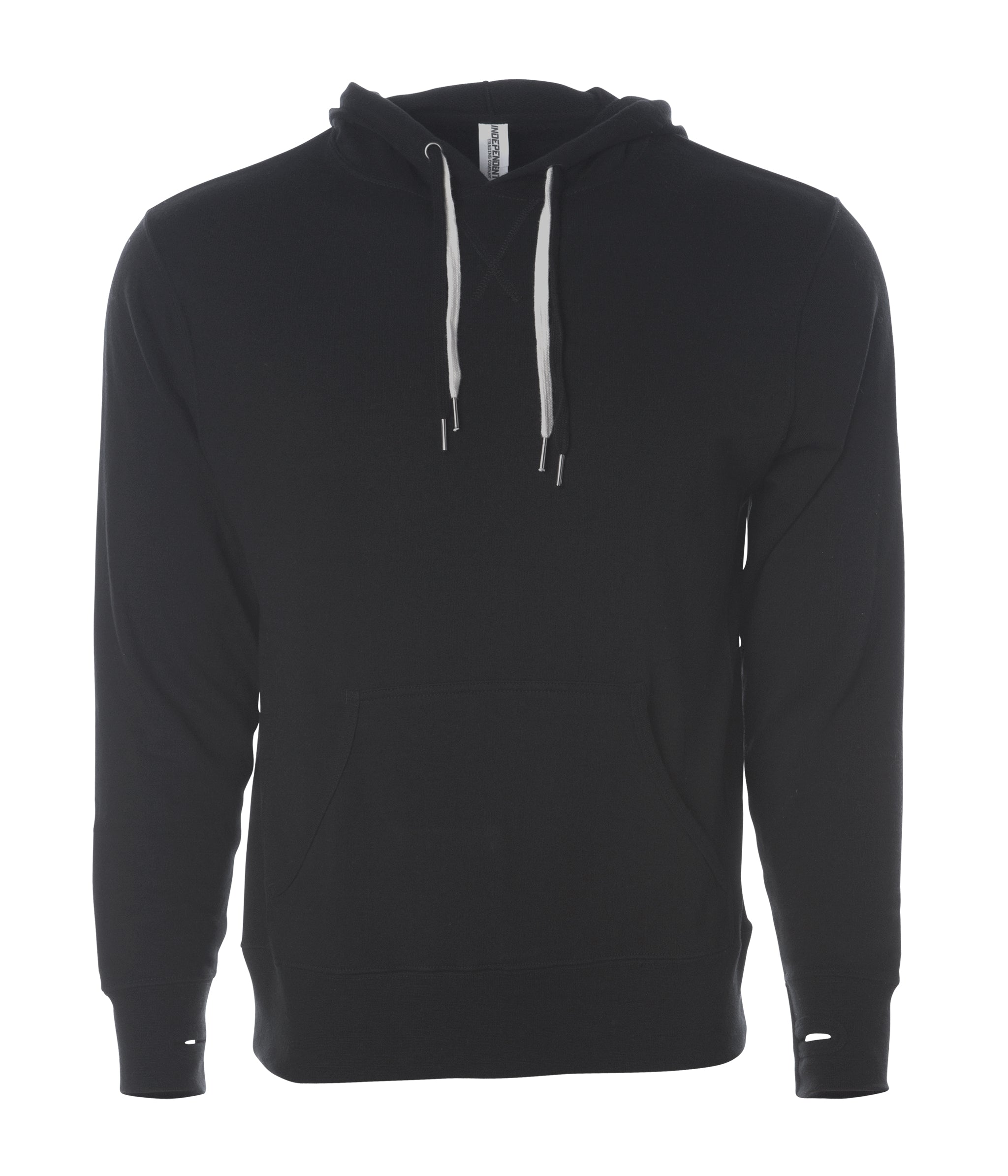 Unisex Heather French Terry Hooded Pullover in color Black